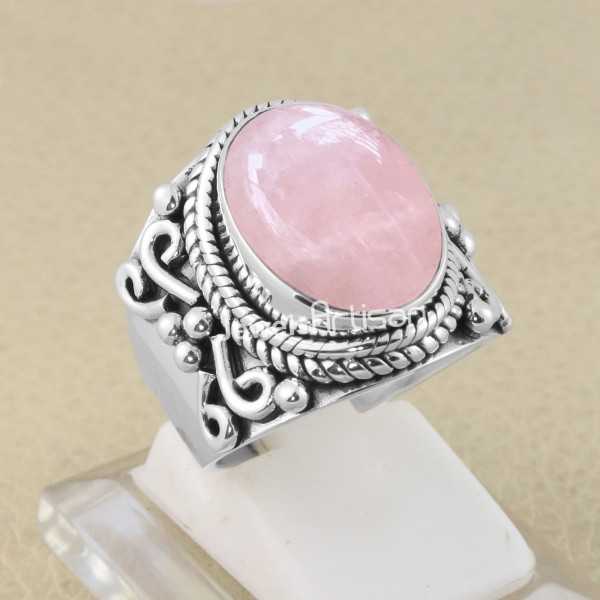 Sterling Silver Rose Quartz Single Stone Ring from Indonesia - Bali Eye in  Pink | NOVICA