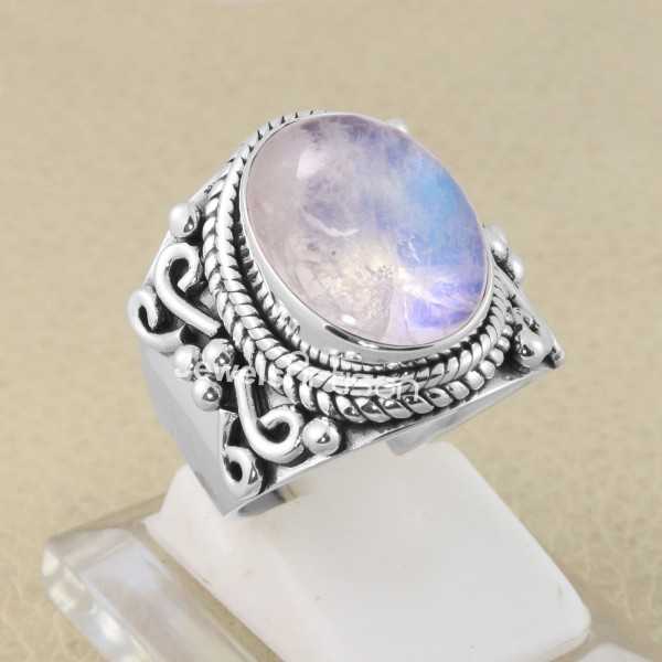 Leaf Ring, Moonstone Ring, June Birthstone Ring, Rainbow Moonstone, Fl –  Adina Stone Jewelry
