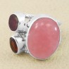 Pink Opal, Garnet, Tourmaline, Solid 925 Sterling Silver Ring