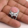 Pink Opal, Garnet, Tourmaline, Solid 925 Sterling Silver Ring