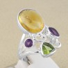Citrine, Peridot, Amethyst 925 Sterling Silver Statement Ring