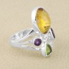 Citrine, Peridot, Amethyst 925 Sterling Silver Statement Ring