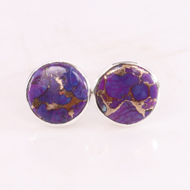 Sterling Silver Purple Copper Turquoise Cufflink for Men