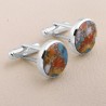 Sterling Silver Orange Spine Oyster Turquoise Cufflink for Men