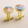 Gold Plated Sterling Silver Orange Spine Oyster Turquoise Cufflink for Men