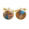 Gold Plated Sterling Silver Orange Spine Oyster Turquoise Cufflink for Men