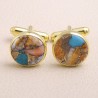 Gold Plated Sterling Silver Orange Spine Oyster Turquoise Cufflink for Men