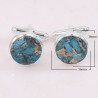 Sterling Silver Blue Copper Turquoise Cufflink for Men