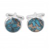 Sterling Silver Blue Copper Turquoise Cufflink for Men