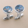 Sterling Silver Blue Copper Turquoise Cufflink for Men