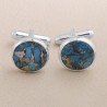 Sterling Silver Blue Copper Turquoise Cufflink for Men