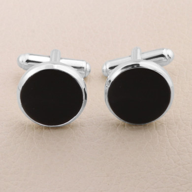 925 Sterling Silver Black Spinel Cufflink for Men