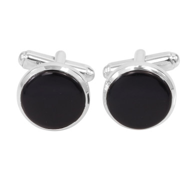 925 Sterling Silver Black Spinel Cufflink for Men