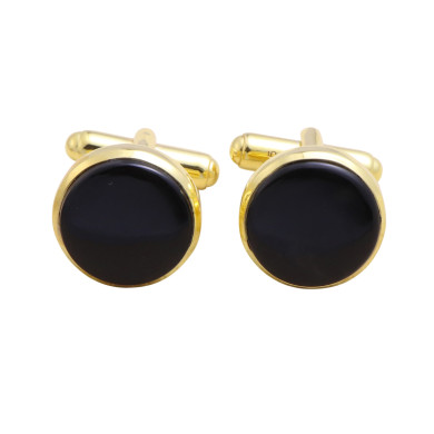 Sterling Silver Black Spinel 18k Gold Plated Cufflink for Men