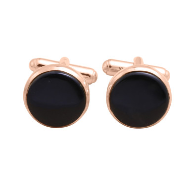 Black Spinel Cufflink for Men Rose Gold Plated Sterling Silver Cufflinks
