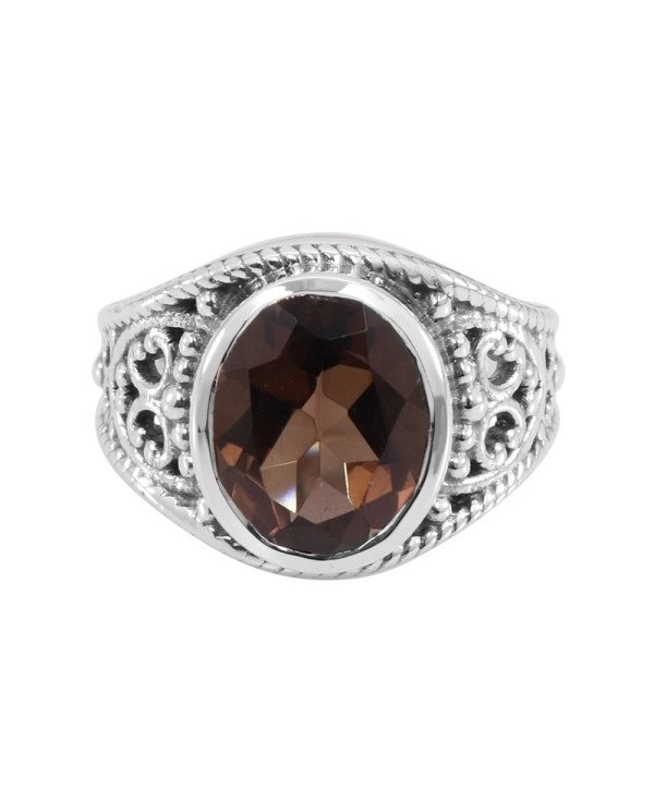 Smoky Quartz 925 Sterling Silver Statement Ring