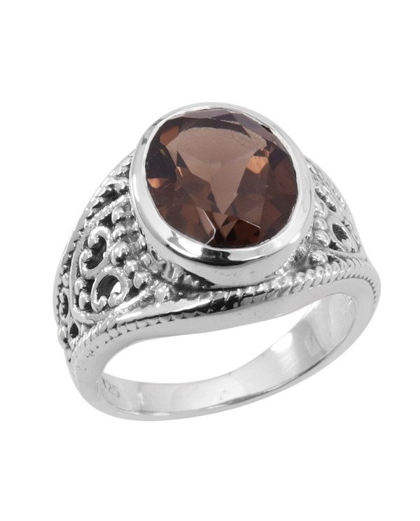 Smoky Quartz 925 Sterling Silver Statement Ring