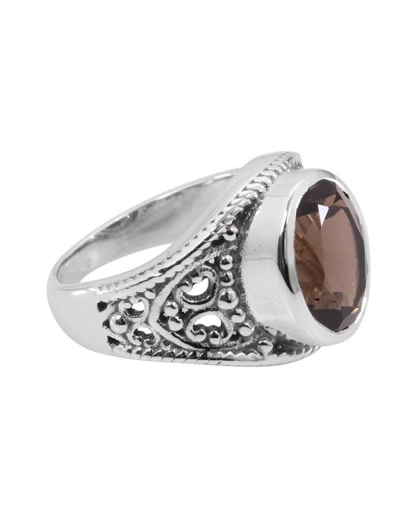 Smoky Quartz 925 Sterling Silver Statement Ring