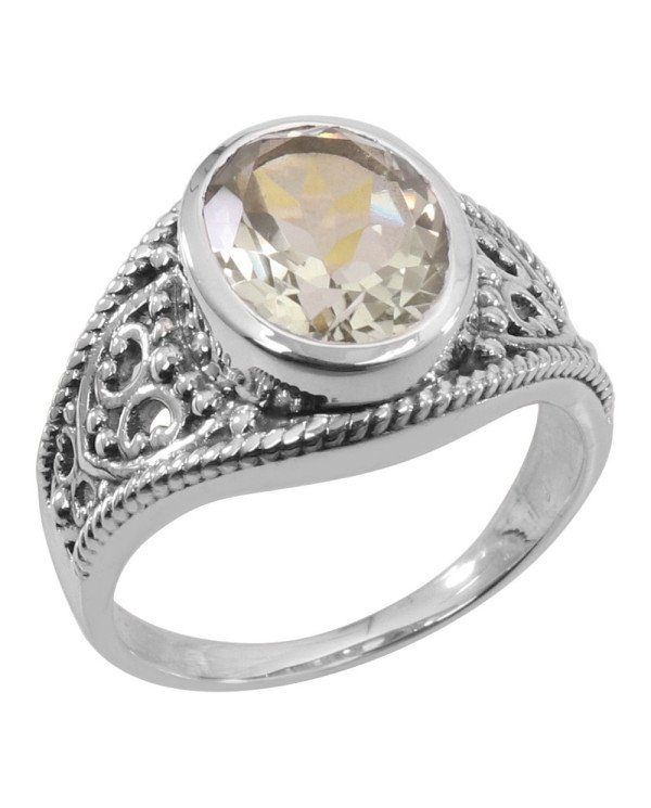 Green Amethyst Statement Ring 925 Sterling Silver Ring