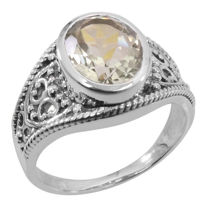 Green Amethyst Statement Ring 925 Sterling Silver Ring