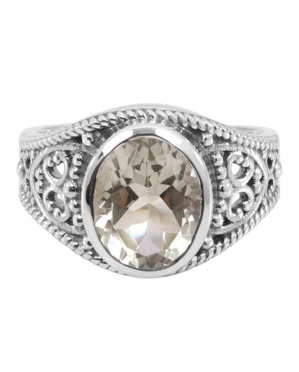 Green Amethyst Statement Ring 925 Sterling Silver Ring