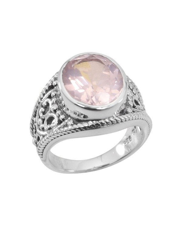 Rose Quartz Gemstone Ring 925 Sterling Silver Ring