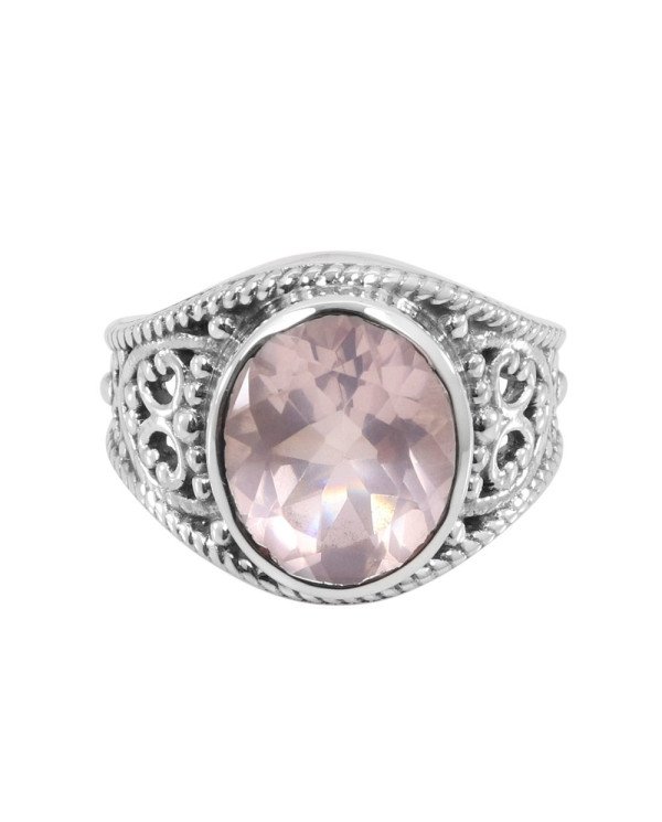 Rose Quartz Gemstone Ring 925 Sterling Silver Ring