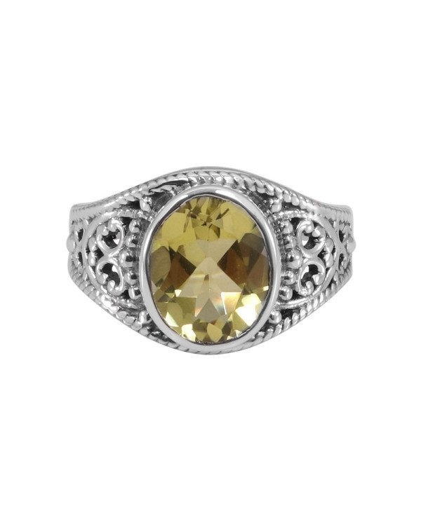 Lemon Quartz Gemstone Ring 925 Sterling Silver Ring