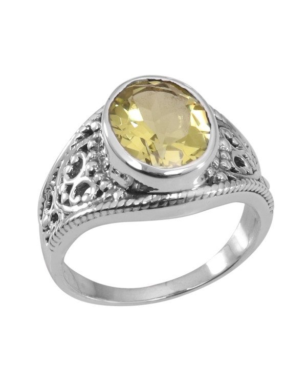 Lemon Quartz Gemstone Ring 925 Sterling Silver Ring