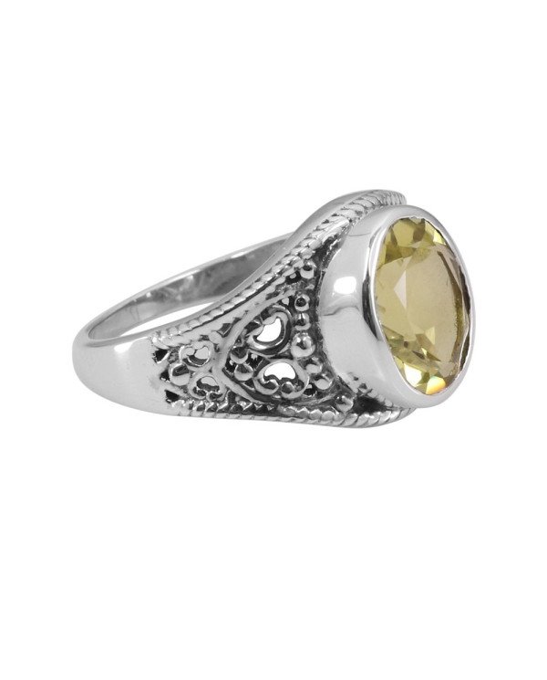 Lemon Quartz Gemstone Ring 925 Sterling Silver Ring