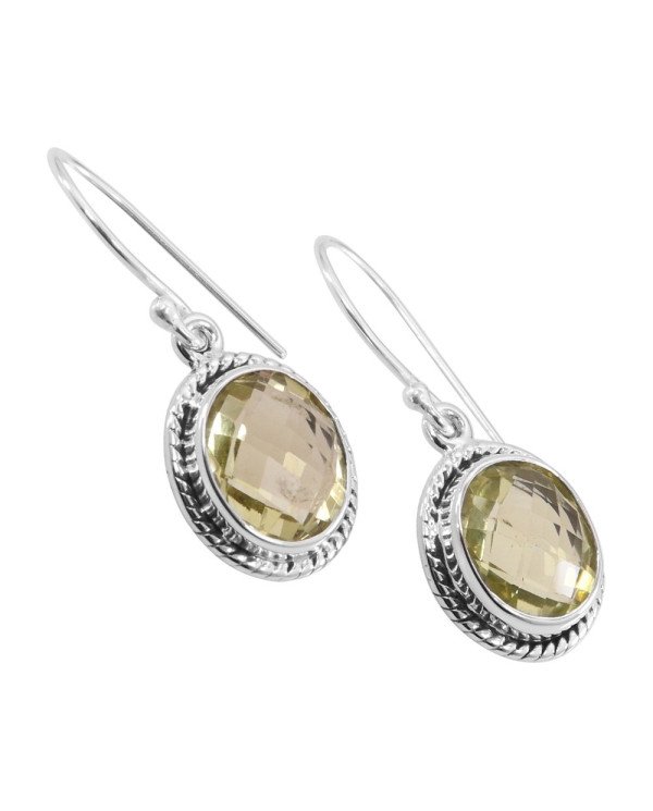 Lemon Quartz Earring Handmade 925 Sterling Silver Dangle Earring