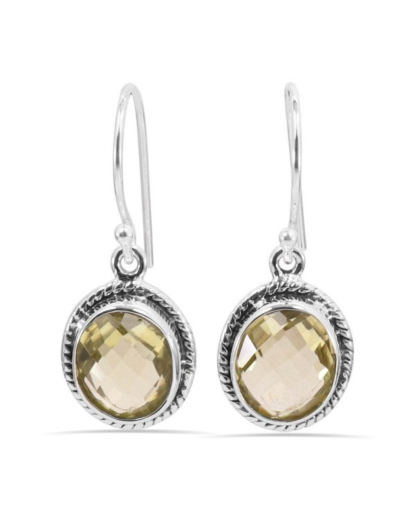 Lemon Quartz Earring Handmade 925 Sterling Silver Dangle Earring