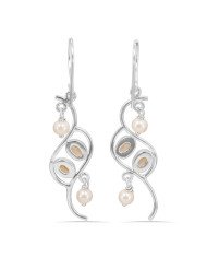 Citrine and Pearl 925 Sterling Silver Dangle Drop Earring