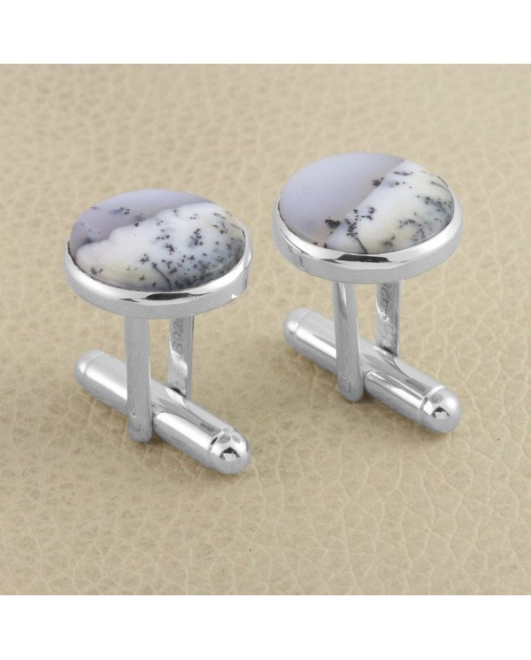 925 Sterling Silver Dendrite Opal Cufflink for Men