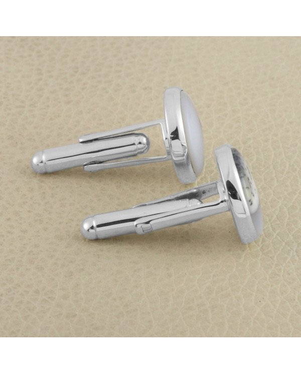 925 Sterling Silver Dendrite Opal Cufflink for Men