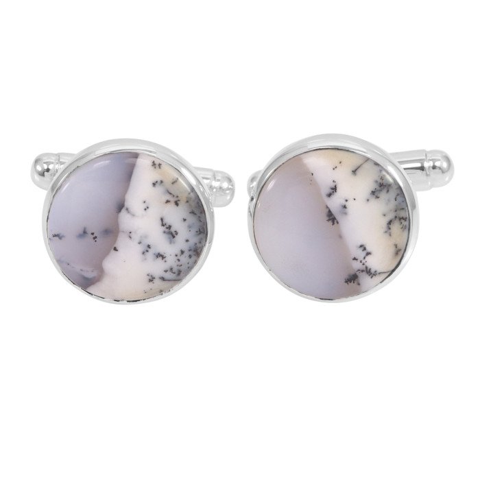 925 Sterling Silver Dendrite Opal Cufflink for Men