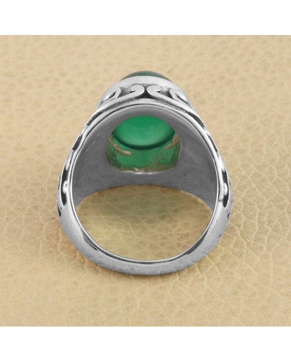 Green Onyx Ring Solid 925 Sterling Silver Ring