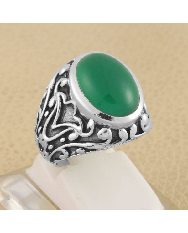 Green Onyx Ring Solid 925 Sterling Silver Ring