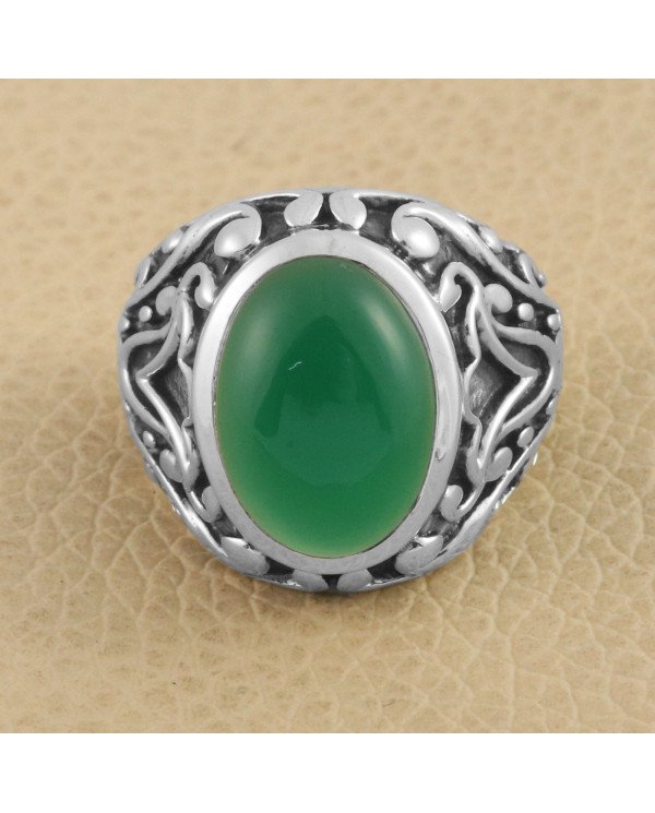 Green Onyx Ring Solid 925 Sterling Silver Ring