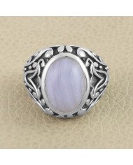 Blue Lace Agate Ring 925 Sterling Silver Gemstone Ring