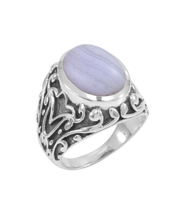 Blue Lace Agate Ring 925 Sterling Silver Gemstone Ring