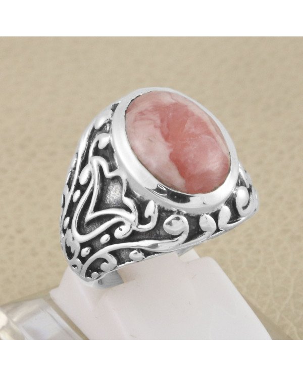 925 Sterling Silver Rhodocrosite Gemstone Ring