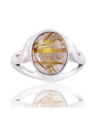 Rutilated Quartz Ring Sterling Silver Rutile Quartz Handmade Ring