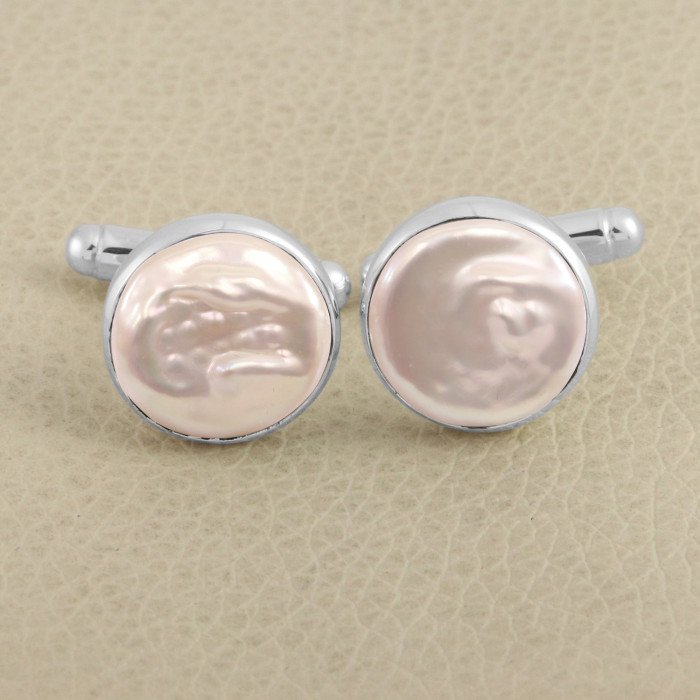 Pearl Cufflinks 925 Sterling Silver Cufflinks for Men