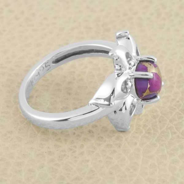 Purple Copper Turquoise Ring 925 Sterling Silver Gemstone Handcrafted Ring