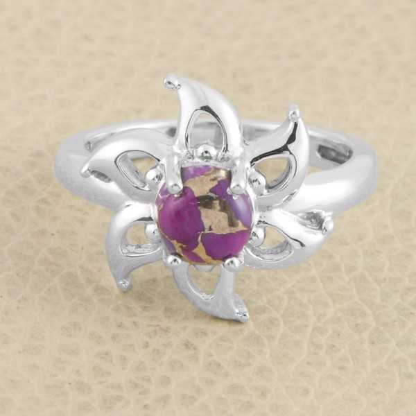 Purple Copper Turquoise Ring 925 Sterling Silver Gemstone Handcrafted Ring