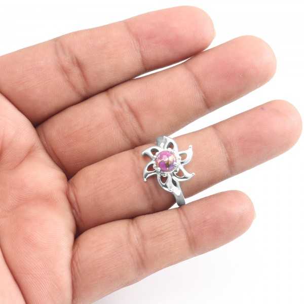 Purple Copper Turquoise Ring 925 Sterling Silver Gemstone Handcrafted Ring