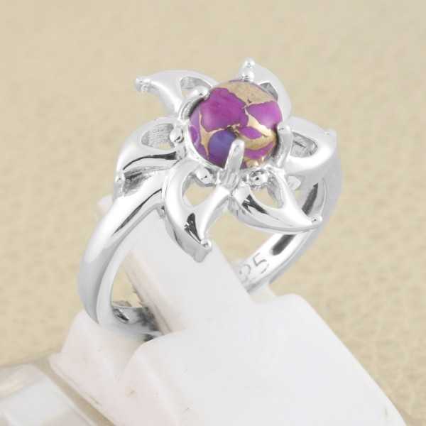 Purple Copper Turquoise Ring 925 Sterling Silver Gemstone Handcrafted Ring