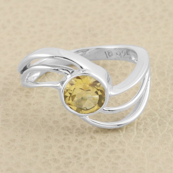 925 Sterling Silver Ring Citrine Gemstone Ring