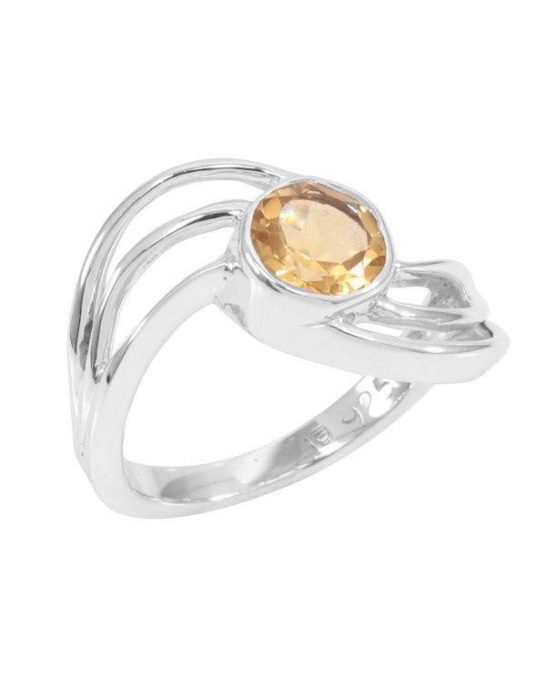 925 Sterling Silver Ring Citrine Gemstone Ring